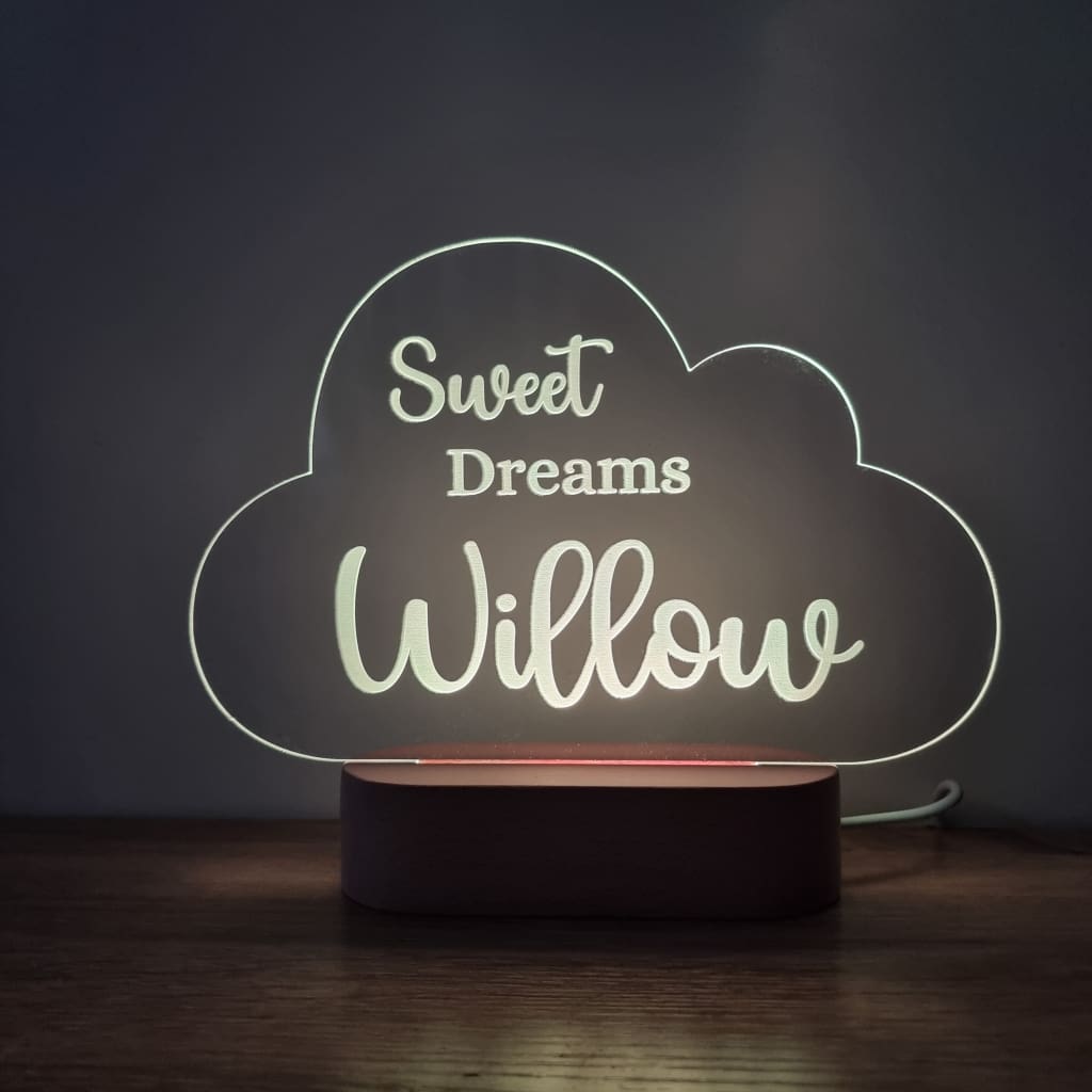 Night Light Sweet Dreams Personalised Cloud Shape - Night Light