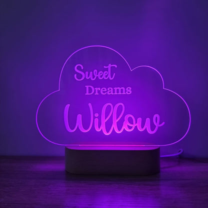 Night Light Sweet Dreams Personalised Cloud Shape - Night Light