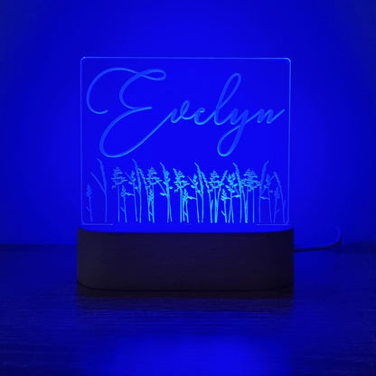 Night Light Wild Flower Personalised Name - Night Light