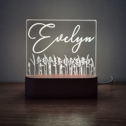 Night Light Wild Flower Personalised Name - Night Light