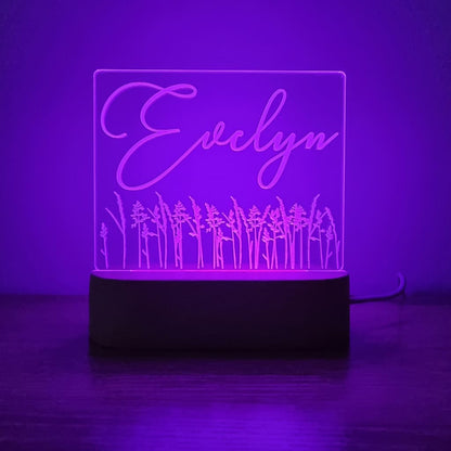 Night Light Wild Flower Personalised Name - Night Light