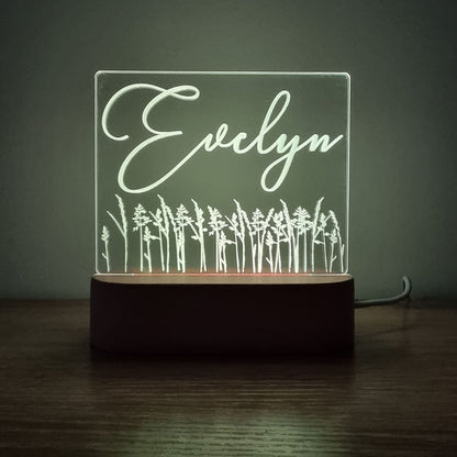 Night Light Wild Flower Personalised Name - Night Light