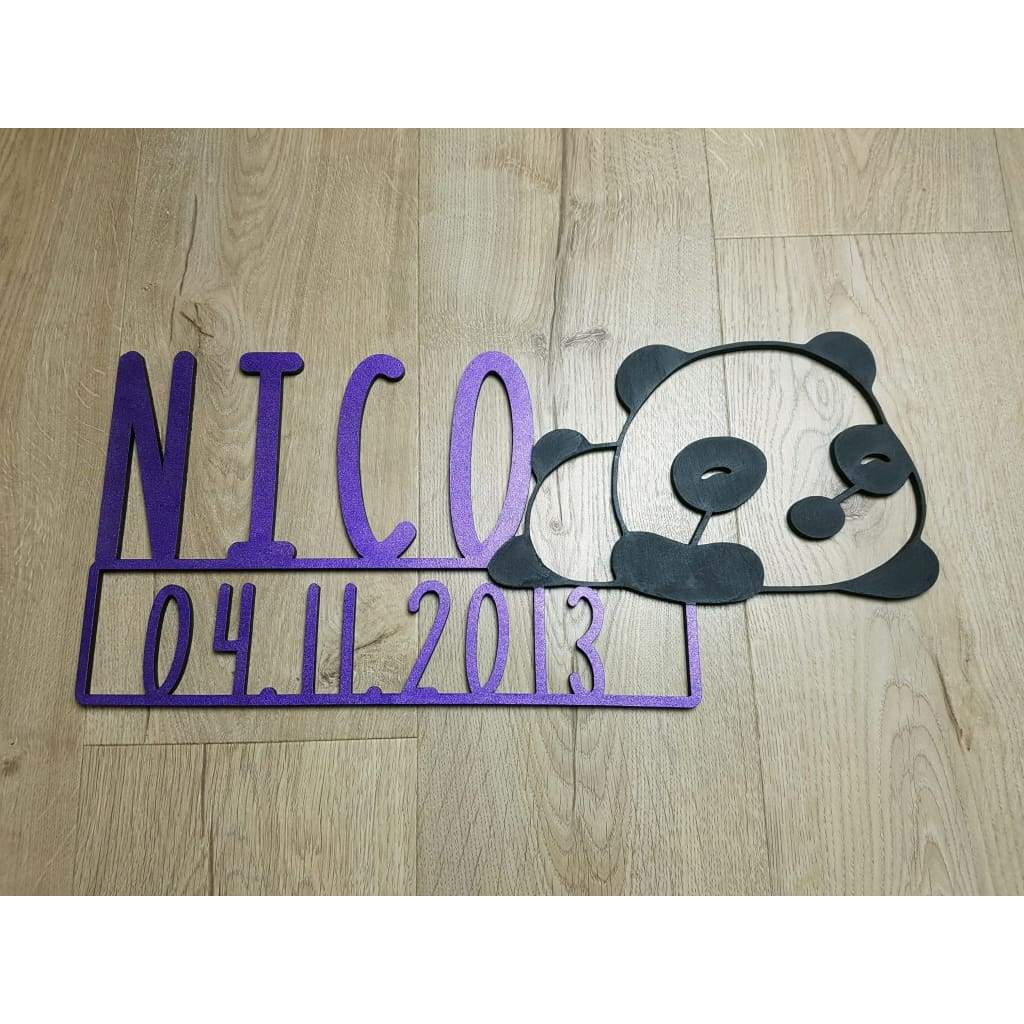 Panda Name Plaque with Free Personalisation - Laser Cut Name Plaque