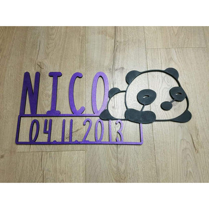 Panda Name Plaque with Free Personalisation - Laser Cut Name Plaque