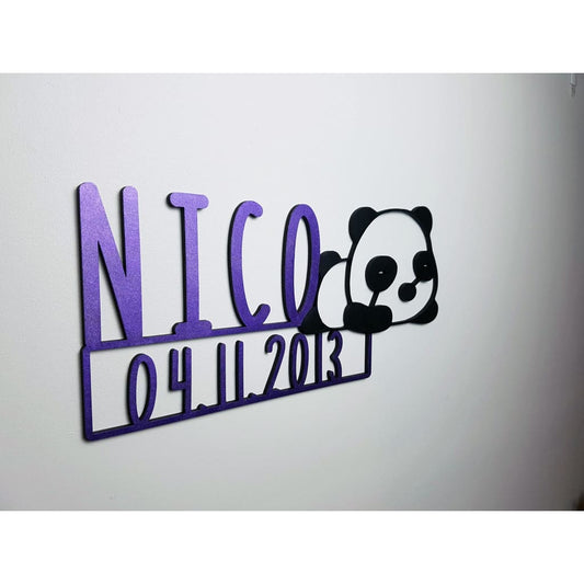 Panda Name Plaque with Free Personalisation - Laser Cut Name Plaque