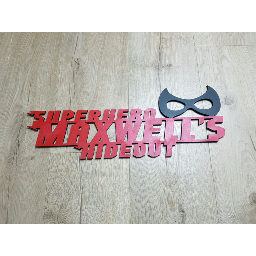 Superhero Hideout with Mask and Free Personalistion - Laser Cut Name Plaque