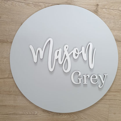 Two Names On Circle Plaque - Laser Cut Name Plaque