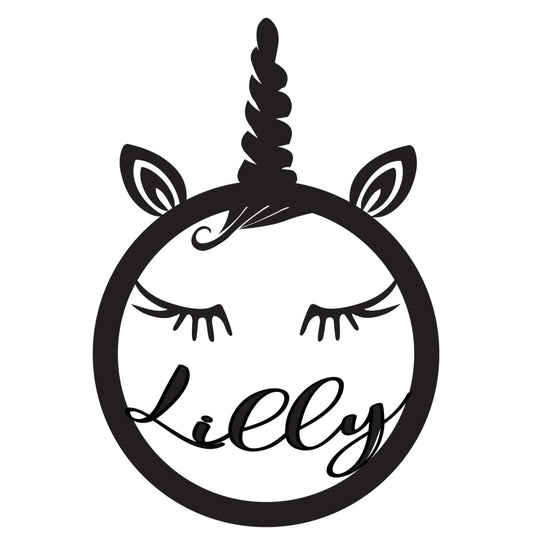 Unicorn Face With Personalised Name Nude - Laser Cut Name Plaque